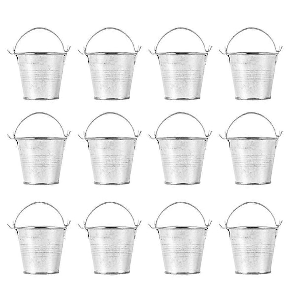 12 st Mini Metallhinkar Små Minihinkar Set med Handtag Festtillbehör