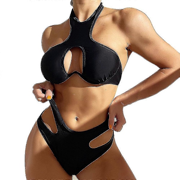Seksikäs ja Söpö Kaarituellinen Avoleikkauksellinen Halter Bikini Uimapukusetti Naisille Ristiin Nauhoitettu Uimapuku 2-osainen