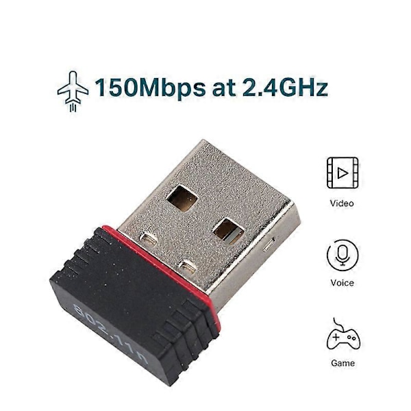Mini USB Wifi -sovitin 802.11n Pitkän kantaman 150Mbps USB langaton vastaanotin Dongle Verkkokortti Ulkoinen Wi-Fi pöytäkoneelle kannettavalle tietokoneelle