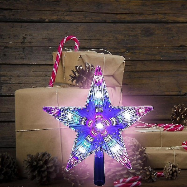 Christmas Tree Star Batteridrevet Led Star Tree Topper Flerfargede lys Star Topper Til julefest ferie innendørs Styles 1