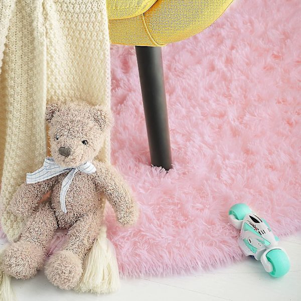 Tflycq Oval Fluffy Matta Mattor, Modern Plysch Shaggy Area Matta För Barn Sovrum Extra bekväm Söt Nursery Matta Sängmatta För Pojkar Flickor Heminredning