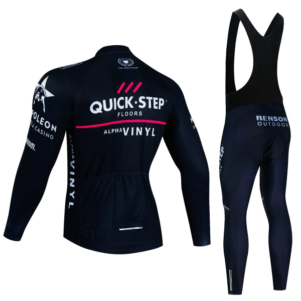 Quick·Step Winter Thermal Fleece Cykeltrøjesæt Maillot Ropa Ciclismo Hold Warm MTB Bike Wear Cykeltøj Cykelsæt Silver Asian Size -S