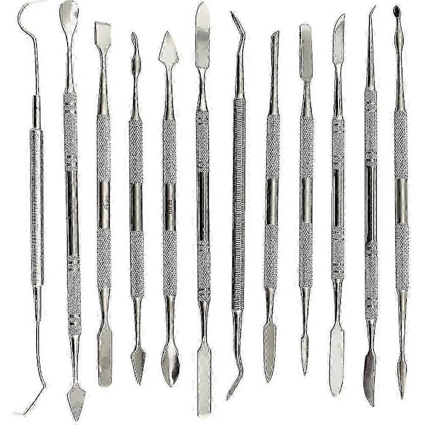 12 st Vaxsnidare Set Dubbelsidiga Tandvax Modellerings Skulpteringsverktyg Tandpetare Polymer Keramiker