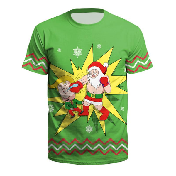 Unisex jul 3d- printed kortärmad t-shirt Julnyhet rolig toppskjorta style 1 M