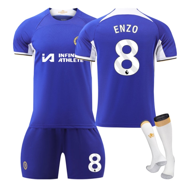 23-24 New Chelsea Home Jersey treningssett for voksne og barn NO.8 ENZO 22