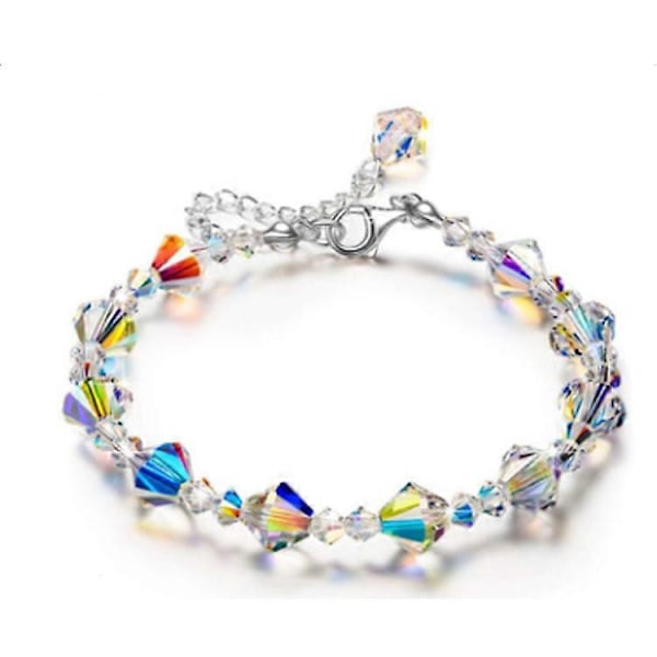 Mote Nordlys Krystaller Armbånd For Kvinner Luksus Justerbart Perlearmbånd Jenter Fest Smykker Gaver, sett med 2 stk