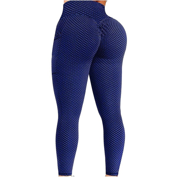 Tflycq Womens Stretch Yoga Leggings Fitness Løpe Gym Sport Full Lengde Active Pants Blue L