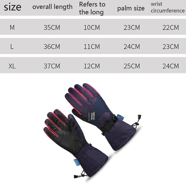 Vattentäta skid- och snöhandskar, 3 m nya Sherry Winter Warm Skidhandskar med pekskärm magenta M