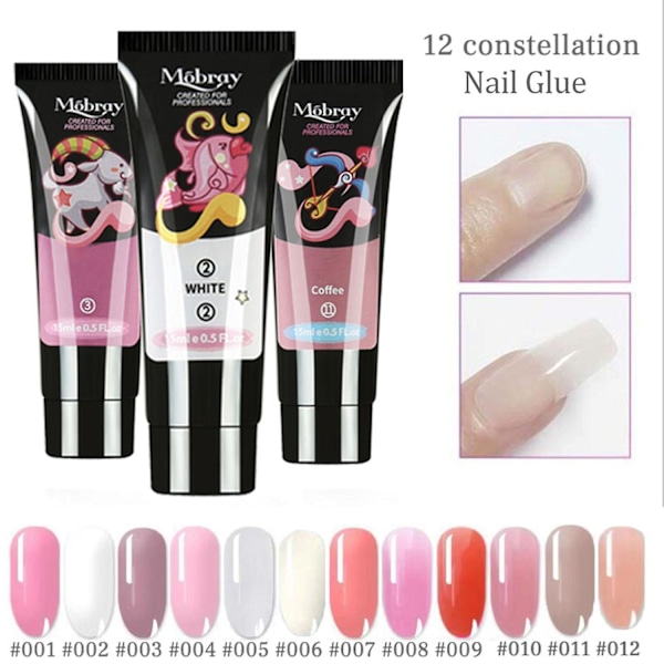 Manikyrset 15ml Nagellim Nagelformar Terapipenna Stålpusher Rengöring DIY Nagelkonst Byggsats