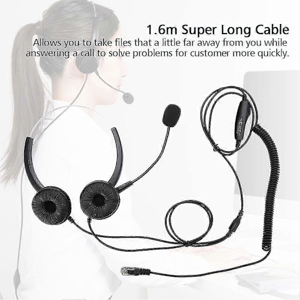 Crystal Rj9 Call Center Headset Støyreduserende Call Center Hodetelefoner Med Komfortabel Bruk