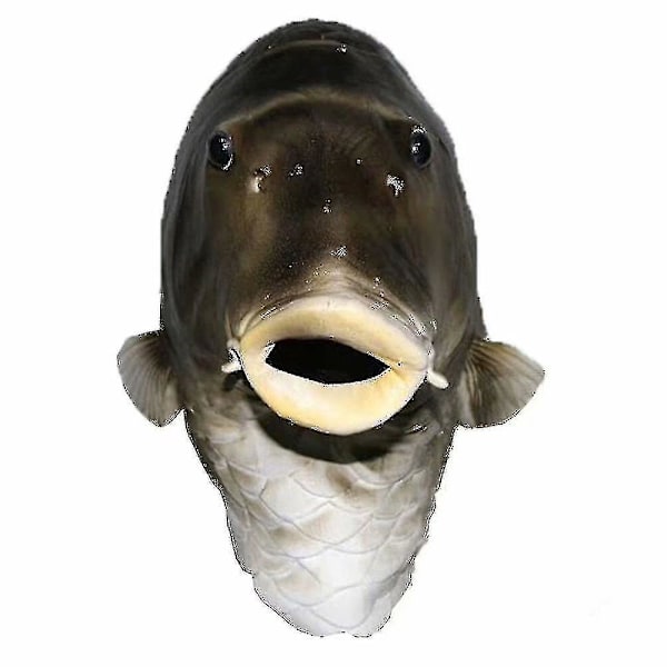 Svart Fisk Maske Latex Dyre Hodemaske Grå Fisk Kostyme Hodeplagg Maskerade Party Voksen