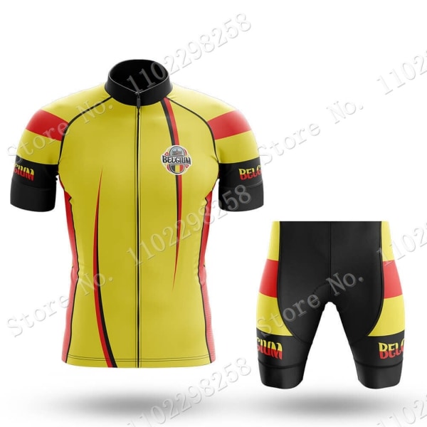 Team Belgium 2023 Cykeltröja Set Nationell flagga Cykling Belgiska kläder Road Bike Shirts Kostym Cykel haklapp Shorts MTB Maillot 8 L