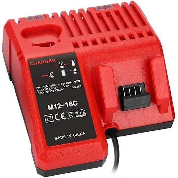 M12-18C Li-ION Batterioplader til Milwaukee 12V 14.4V 18V C1418C 48-11-1815/1828/1840 Lithium Batteri M18 M14 M12
