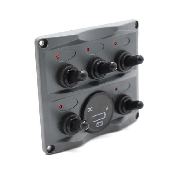 5 Knapp Vippebryterpanel for Bil Båt Yacht Caravan Lastebil Voltmeterpanel