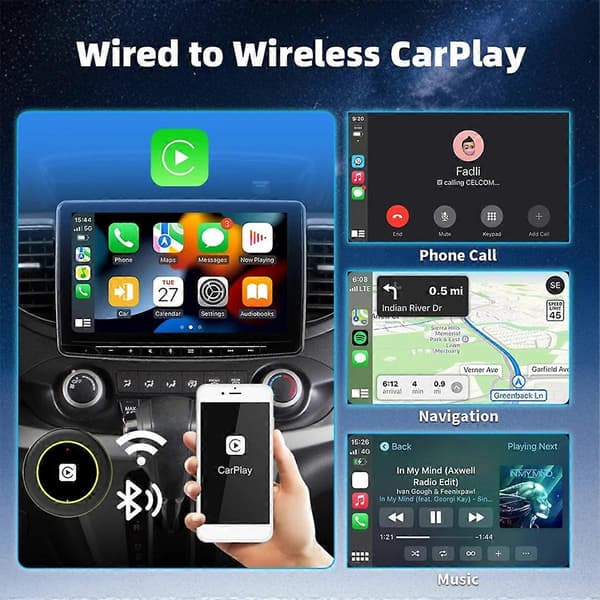 2-in-1 langaton CarPlay- ja Android Auto -sovitin ParttNumber-ajoneuvoille