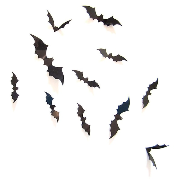 24/12/48 kpl Halloween-koristelu 3D Black Bat Halloween Party Diy Bar Room Sisustus Juhla Pelottava Rekvisiitta Seinätarra