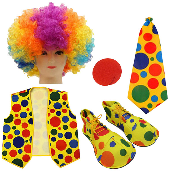 Klovnekostume Sæt Halloween Dotted Dress Up Supplies 5 Stk Tilbehør Carnival Party Theme style 2