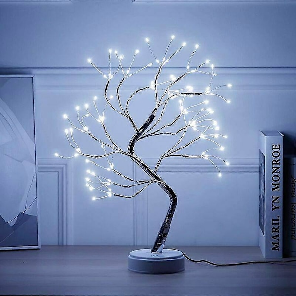 LED Træ Lys, 108 LED Bonsai Bordlampe Justerbar Kobbertråd LED Bonsai Træ Lampe Bonsai Træ Bord til Kontor eller Soveværelse Indretning (Hvid)