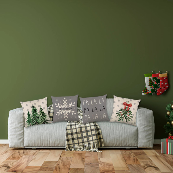 4 stk julesengetøy trykt putetrekk Klassiske mønstre Firkantede putetrekk for hjemme soverom studierom