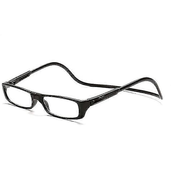 Unisex Magneettiset Värikkäät LukuLasit Kaulassa Riippuvat, Musta +2.0