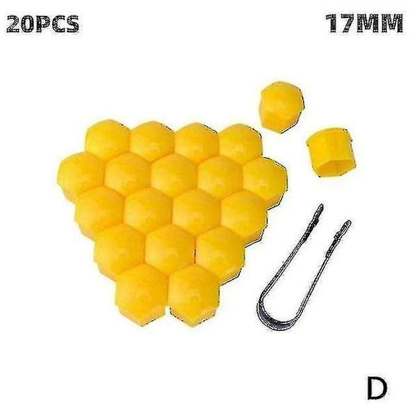 20 stk. 17mm/19/21mm Bilhjulmutterhetter ABS Auto Trim Dekk Hjulmutterdeksel Skruebolt Beskyttelsesdeksler Skruebeskytter