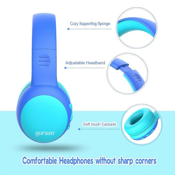 gorsun Bluetooth -lasten kuulokkeet mikrofonilla, langattomat lasten kuulokkeet 85 dB:n äänenvoimakkuuden rajoituksella ja kuulosuojaimilla, stereo