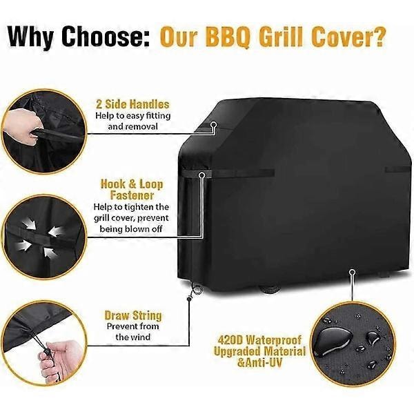 Grillin suojus Vedenpitävä tuulenkestävä repeytymätön suojus hihnoilla ja säilytyspussilla (145x61x117cm)--
