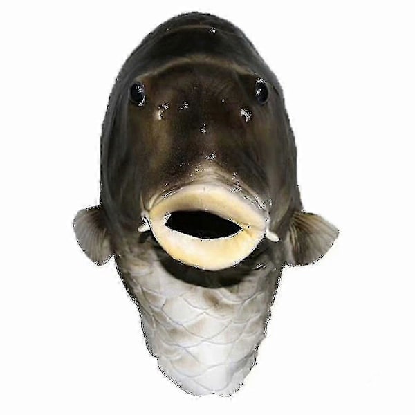 Svart Fiskmask Latex Djurhuvudmask Grå Fiskdräkt Huvudbonad Maskeradfest Vuxen