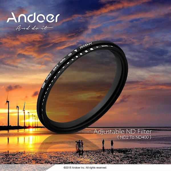 Andoer 82mm ND Fader Neutraali Tiheys Säädettävä ND2 - ND400 Vaihtuva Suodin Canon Nikon DSLR Ca -kameroille