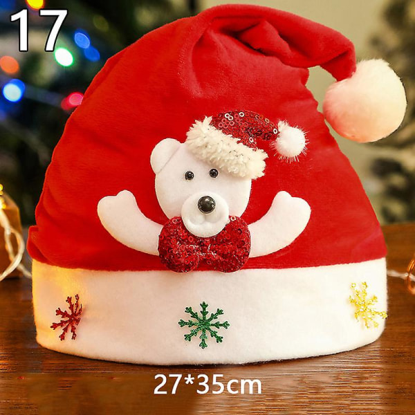 Nya julhattar Vuxna Barn Barn Kostym Jultomten Snögubbe Renfestival Hattprydnad till Navidad Nyårspresenter 17 27*35cm