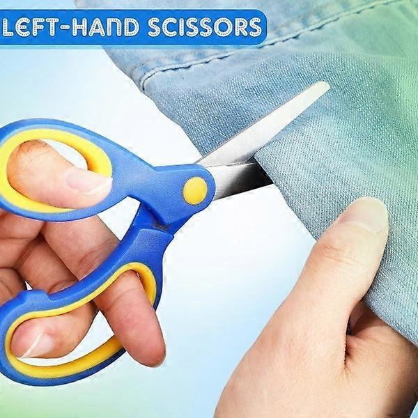 6 vasenkätisten saksien setti, värilliset kumi- ja muovisakset