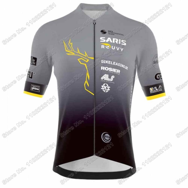 2023 Cykeltröja Saris Rouvy Sauerland Team Set Herr Cykelkläder Road Bike Shirt Kostym Sommar Cykel Bib Shorts MTB Wear 4 XXS