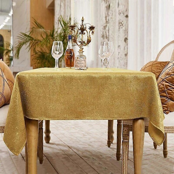 1 Styck Duk Bordsdekoration Rektangulär Linneduk Vattentät och Fläckbeständig Duk (Guld, 140 x 180 cm)