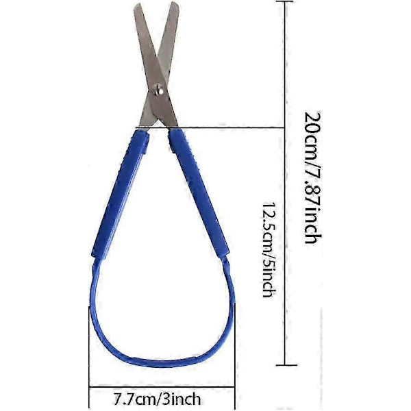 3-pack 19,5 cm öglesaxar, greppsaxar med självjusterande öppning för barn, förskolebarn, 3 färger (blå)