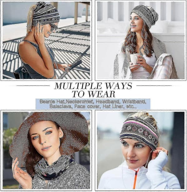 5 stk. Slappe Beanieluer for Kvinner, Baggy Skull Søvnhette Turban Hodeplagg