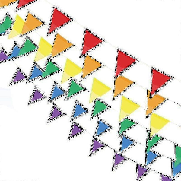 50m Multifarvet Flagline, Stof Flagline Girland, Trekant Banner, Banner Flag, Udendørs Flagline 100 Stk
