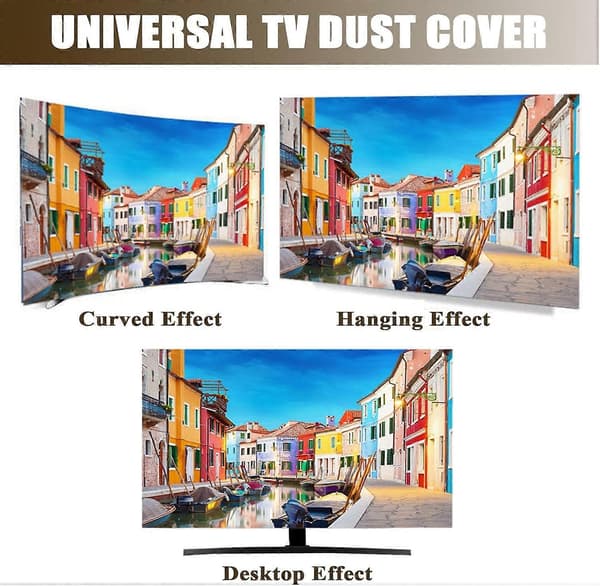 TV-dammskydd 45-48 tum elastiskt andningsbart 3D älgmönster skärmskydd med snöflingedesign
