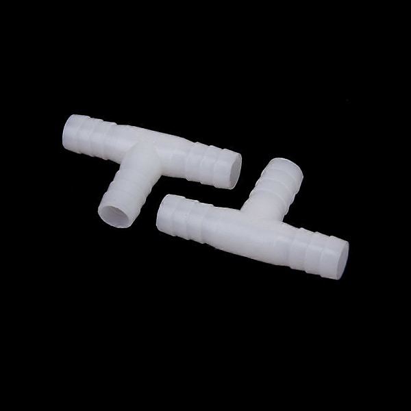 2 x 12mm Plastik Lige T-stykke Konnektor Barb Slangefitting Luft/Vand Slange Samler
