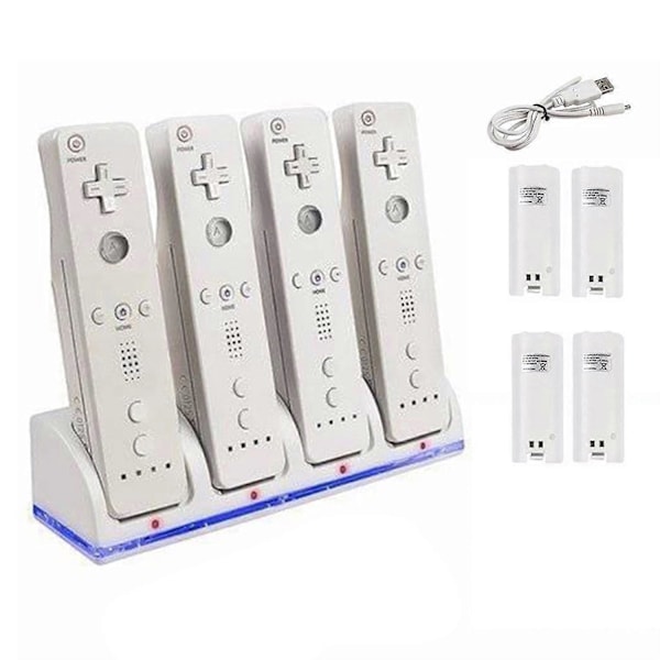4 kpl 2800 mAh ladattavia akkuja ja Wii-akkujen lataustelakka Wii-kaukosäätimen lisävarusteelle