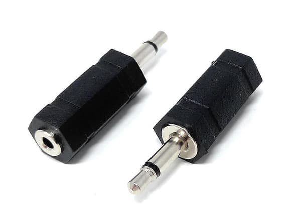 3,5 mm Mono Jack Han Til 2,5 mm Mono Jack Hun Lydkabeladapter 2 stk Sort