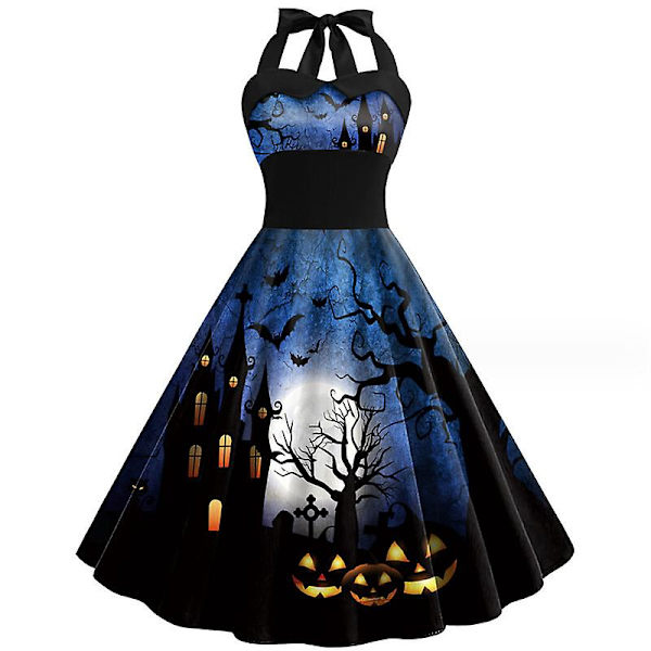 Halloween Kvinder Sommer Slanke ærmeløse A-line Flare Solkjoler COLOR 4 M