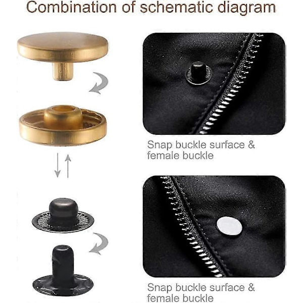 Tryckknappar Set, 120 Set Metall Tryckknappar Med Håltång Och 4 Delar Fixeringsverktyg För Klädreparationer, 6 Färger