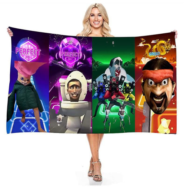 Skibidi WC kylpytakki Animegame mikrokuituliina kylpypyyhe Sarjakuva printed kylpytakki Talvikylpyhuone Rantakylpylä kylpypyyhe Lahja Skibidi Toilet-2 Size 70x140cm