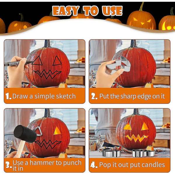 Gresskarskjæringssett med sjablonger Halloween 13stk