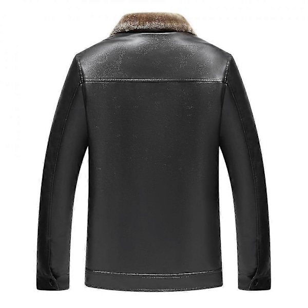 Fleece-vuorattu paksu nahkatakki miesten moottoripyörätakki