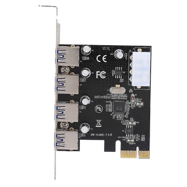 5 Gbps Ultra High Speed PCI-E til 4 x USB 3.0 Express Udvidelseskort Adapter
