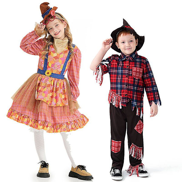 Velhojen toddler Scarecrow Fancy Pue Halloween-asu 2023 Poikien Scarecrow-asu Girls 10-12 Years Old