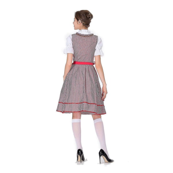 Hurtig levering Kvinder Tysk Dirndl Kjole Kostumer Til bayersk Oktoberfest Halloween Carnival Høj kvalitet Red 3XL