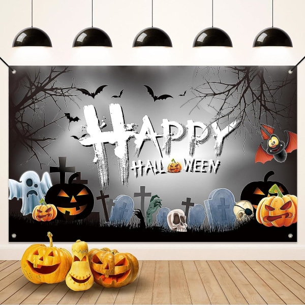 Halloween-dekorasjoner, grå Halloween-banner-bakgrunnsdekor, Happy Halloween-banner til Halloween-festbakgrunn, ideell for hjemmehage innendørs utendørs