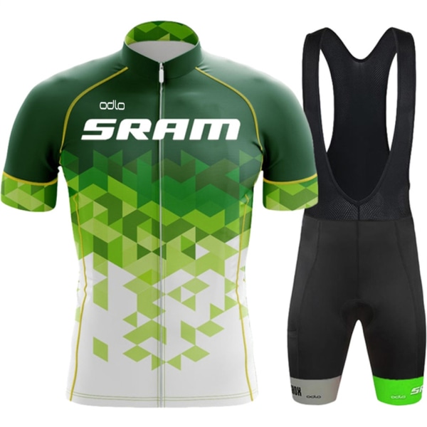 SRAM Cykeltøj til mænd Sommer Herre Sæt 2023 Mtb Outfit Sæt Sportstøj Shorts Uniform Jersey Bukser Man Tøj Skjorte Hagesmæk Green 4XL